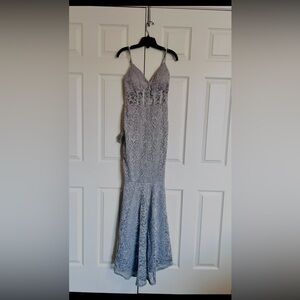 Elegant Gray Lace Gown
